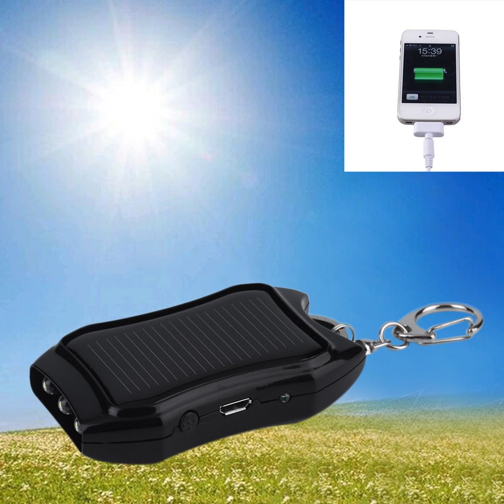 Mini Solar Power Bank with Flashlight & Keychain – Portable Emergency Mobile Charger